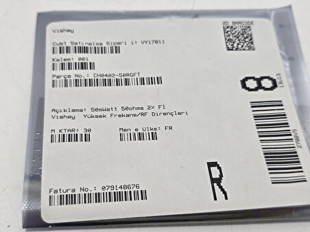 Vishay CH0402-50RGFT Rf Direnç 30 Adet