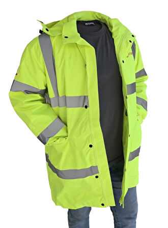 Kapitone Astar Reflektörlü İş Güvenliği Parka Mont XL