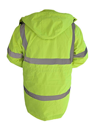 Kapitone Astar Reflektörlü İş Güvenliği Parka Mont XL