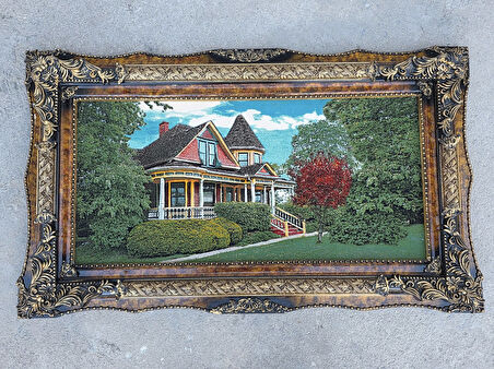 Kırmızı Ağacın Hikayesi Adlı İran Tebriz Halı Tablo 123x73cm - Duvar Halı Kilim Tablo