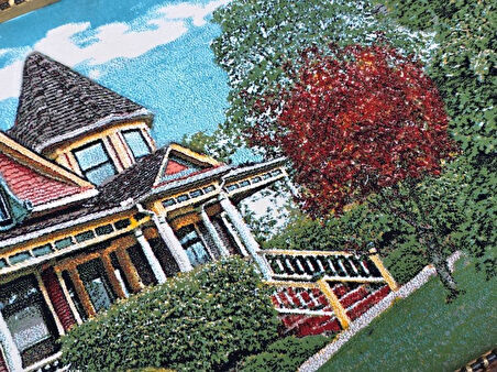 Kırmızı Ağacın Hikayesi Adlı İran Tebriz Halı Tablo 123x73cm - Duvar Halı Kilim Tablo