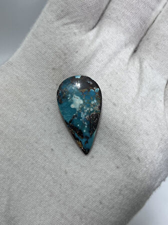 Okyanus Temalı Doğal Kabaşon Firuze Taşı 26,1 Karat - Turkuaz Taşı 5,23 Gram