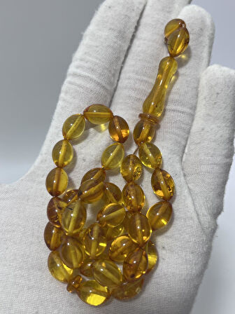 Doğal Kaya Damla Kehribar Tesbih 33lük 16,16 Gram
