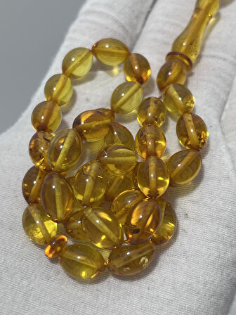 Doğal Kaya Damla Kehribar Tesbih 33lük 16,16 Gram