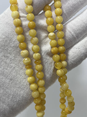 Doğal Kaya Damla Kehribar Tesbih 99luk 6mm 16,07 Gram