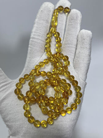 Doğal Kaya Damla Kehribar Tesbih 99luk 6,5mm 17,99 Gram