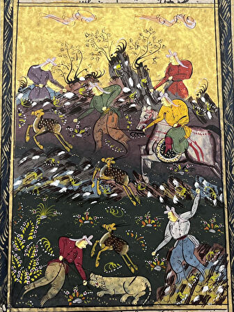 Altın Ormanda Cenk Adlı El Yapımı Minyatür Resim 28,5x17,5 cm