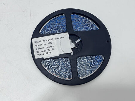 Rps-2835-120-6mm Yapışkanlı Şerit Led 10 Metre Turuncu (120 Led/m - 12V)