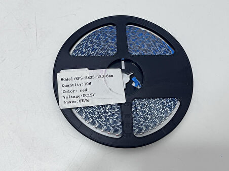 Rps-2835-120-6mm Yapışkanlı Şerit Led 10 Metre Kırmızı (120 Led/m - 12V)