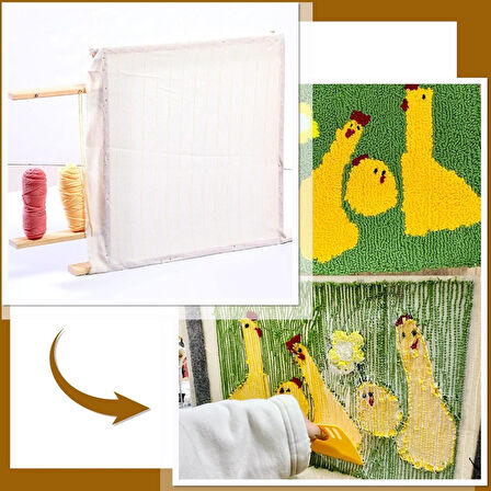 Ahşap Halı Tufting Çerçevesi 70x70 cm