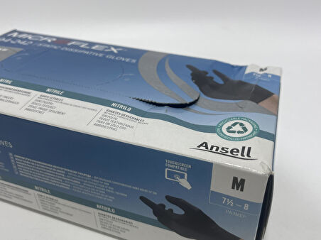 Ansell 94-242, MICROFLEX Antisatik Siyah Nitril Eldiven M Beden (100’lü Paket)