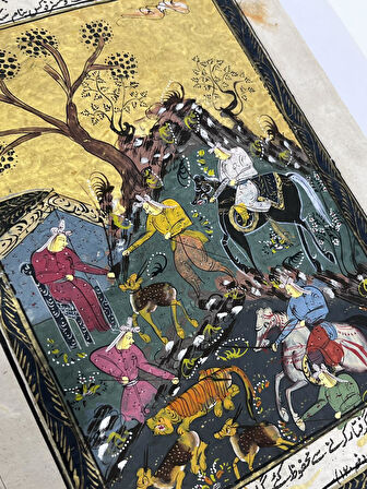 Ağacın Altında Yazılan Ferman Adlı El Yapımı Minyatür Resim 28x17,5 cm