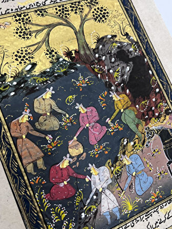 Gizemli Vadide Merasim Adlı El Yapımı Minyatür Resim 27,5x17,5 cm