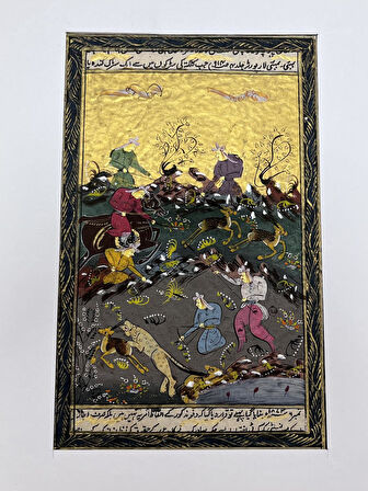 Atlıların Sessiz Anlaşması Adlı El Yapımı Minyatür Resim 27,5x17,5 cm