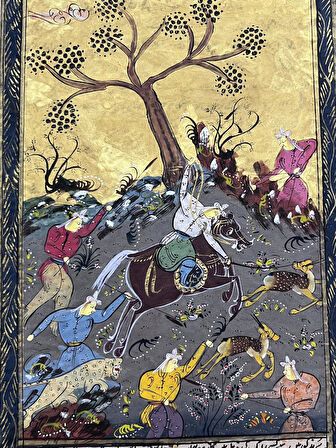 Zamanın Avla Temyizi Adlı El Yapımı Minyatür Resim 28x17,5 cm