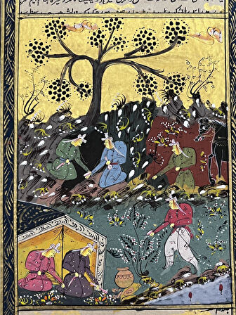 Saray Süvarilerinin Bahar Merasimi Adlı El Yapımı Minyatür Resim 28x18 cm