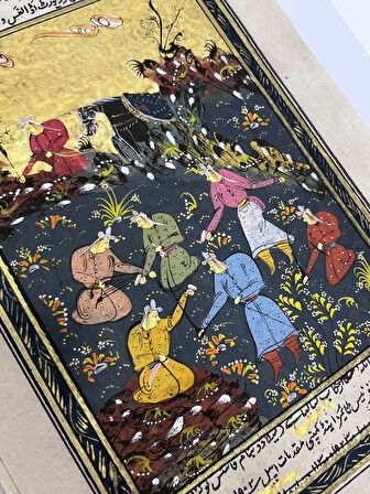 Kadim Ormana Gelen Elçiler Adlı El Yapımı Minyatür Resim 28x17 cm