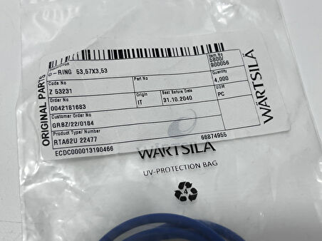 Wartsila Sulzer RTA62U Dizel Makine Conta 53,57x3,53 mm (4 Adet)