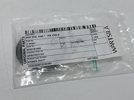 Wartsila Sulzer RTA62U Dizel Makine Conta 40x43x2,8mm (2 Adet)