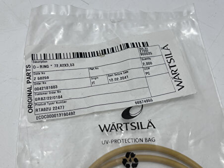Wartsila Sulzer RTA62U Dizel Makine Conta 72,62x3,53 mm (2 Adet)