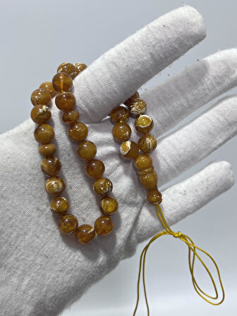 Doğal Kaya Damla Kehribar Tesbih 32lik 13,43 Gram