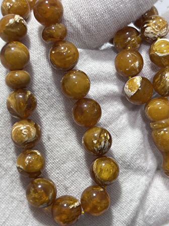 Doğal Kaya Damla Kehribar Tesbih 32lik 13,43 Gram