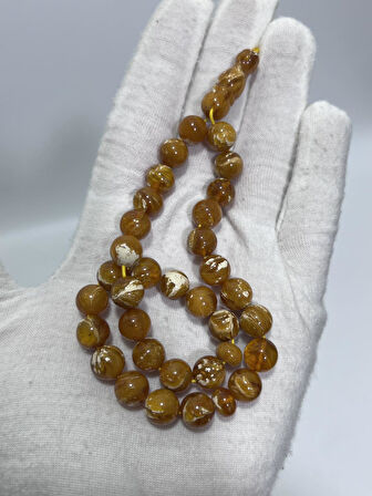 Doğal Kaya Damla Kehribar Tesbih 32lik 13,43 Gram