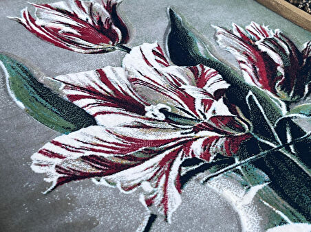 Sükûnetin Laleleri Adlı İran Tebriz Halı Tablo 94x74cm - Duvar Halı Kilim Tablo