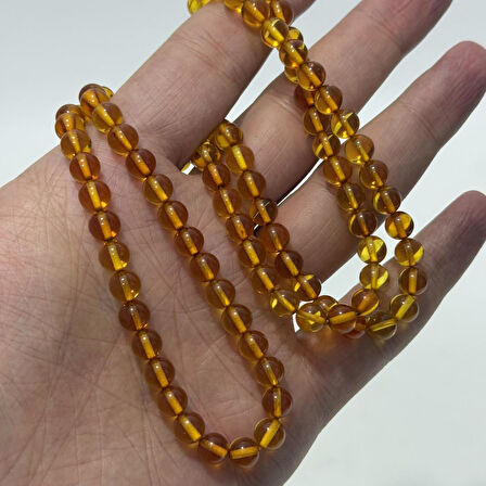 Doğal Kaya Damla Kehribar Tesbih 99luk 6,6mm 17,40 Gram
