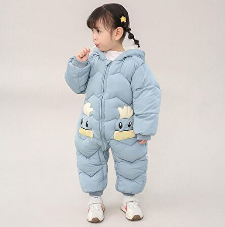 Bebek Fermuarlı Kozmonot Tulum Mavi 90 Beden