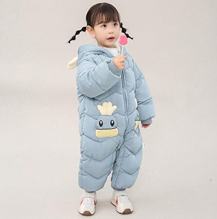 Bebek Fermuarlı Kozmonot Tulum Mavi 90 Beden