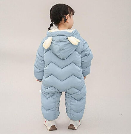 Bebek Fermuarlı Kozmonot Tulum Mavi 90 Beden