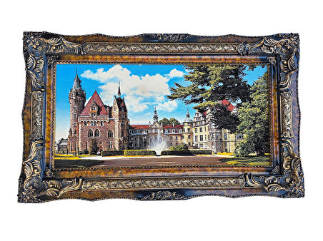Moszna Castle Adlı İran Tebriz Halı Tablo 123x75cm - Duvar Halı Kilim Tablo