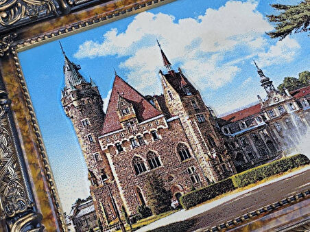 Moszna Castle Adlı İran Tebriz Halı Tablo 123x75cm - Duvar Halı Kilim Tablo