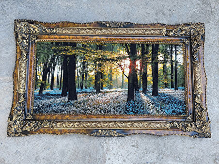 Güneşin Dokunuşu Adlı İran Tebriz Halı Tablo 123x75cm - Duvar Halı Kilim Tablo