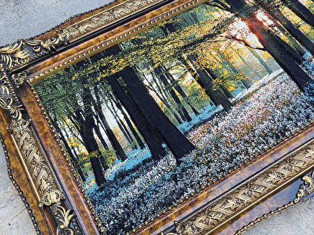 Güneşin Dokunuşu Adlı İran Tebriz Halı Tablo 123x75cm - Duvar Halı Kilim Tablo