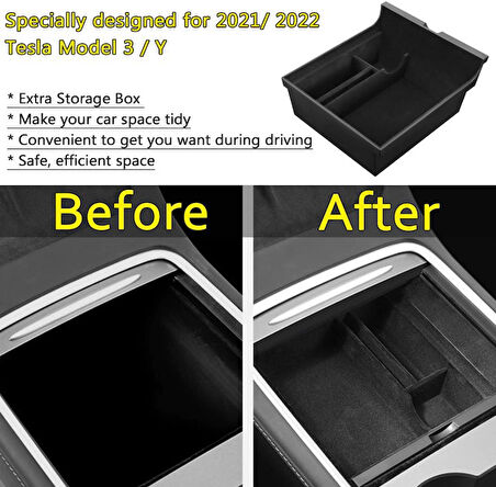 Tesla Model 3 ve Model Y Kadife Kaplama Orta Konsol Düzenleyici