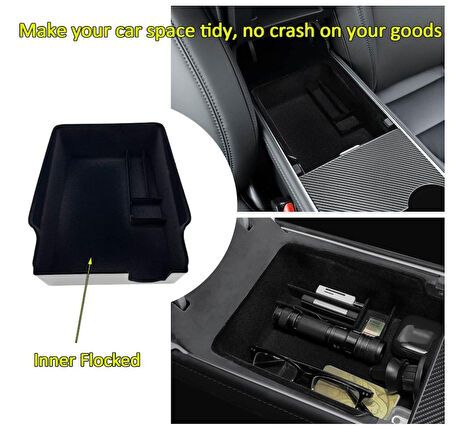 Tesla Model 3 ve Model Y Kadife Kaplama Orta Konsol Düzenleyici