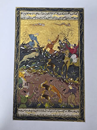 Geyiklerin Yaşam Mücadelesi Adlı El Yapımı Minyatür Resim 30x20 cm