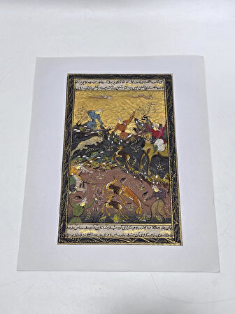 Geyiklerin Yaşam Mücadelesi Adlı El Yapımı Minyatür Resim 30x20 cm