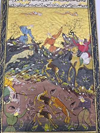 Geyiklerin Yaşam Mücadelesi Adlı El Yapımı Minyatür Resim 30x20 cm