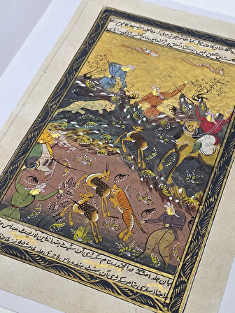 Geyiklerin Yaşam Mücadelesi Adlı El Yapımı Minyatür Resim 30x20 cm