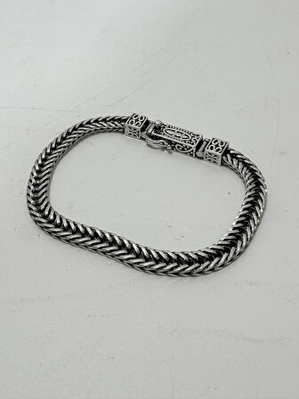 Gümüş Örme Erkek Bileklik 22cm - Cihan Albora Bilekliği