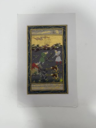 Avcıların Gölgesinde Geyiklerin Direnişi Adlı El Yapımı Minyatür Resim 22,5x14,5 cm