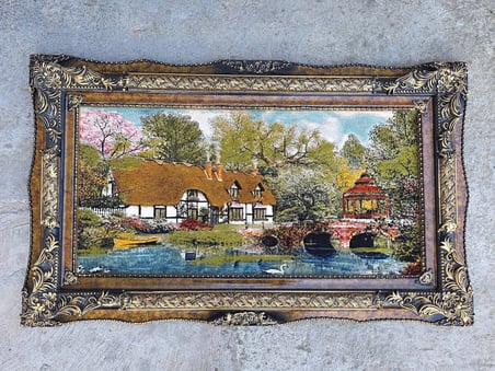 Kemerli Köprü Günlüğü Adlı İran Tebriz Halı Tablo 123x73cm - Duvar Halı Kilim Tablo