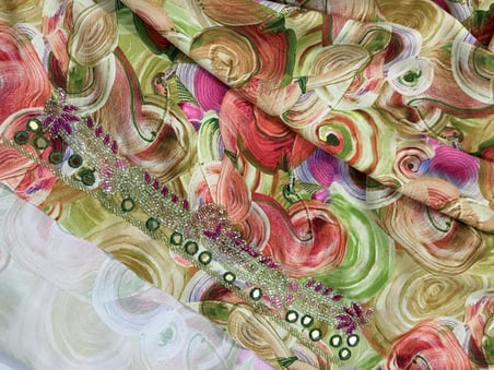 İşlemeli Hint Elbise Kumaşı 370x110cm (Model 2)