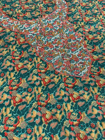İşlemeli Hint Elbise Kumaşı 370x110cm (Model 6)