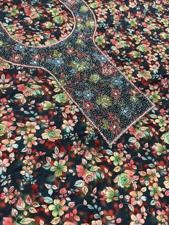 İşlemeli Hint Elbise Kumaşı 370x110cm (Model 11)