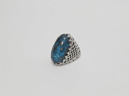 Firuze Turkuaz Taşlı 925 Ayar Gümüş Yüzük 16,4 Gram