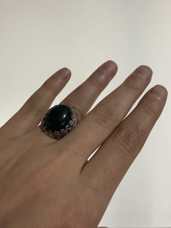 Yeşil Akik Taşlı 925 Ayar Gümüş Yüzük 16,80 Gram